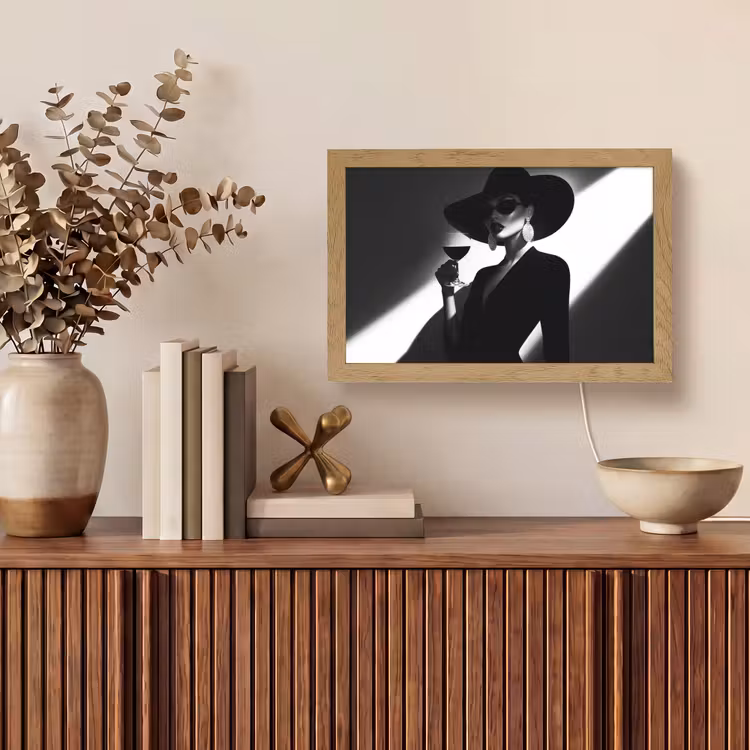 Vrouw - Wijn - Chic Light Box met kabel (Tafellamp) klein -sfeer2