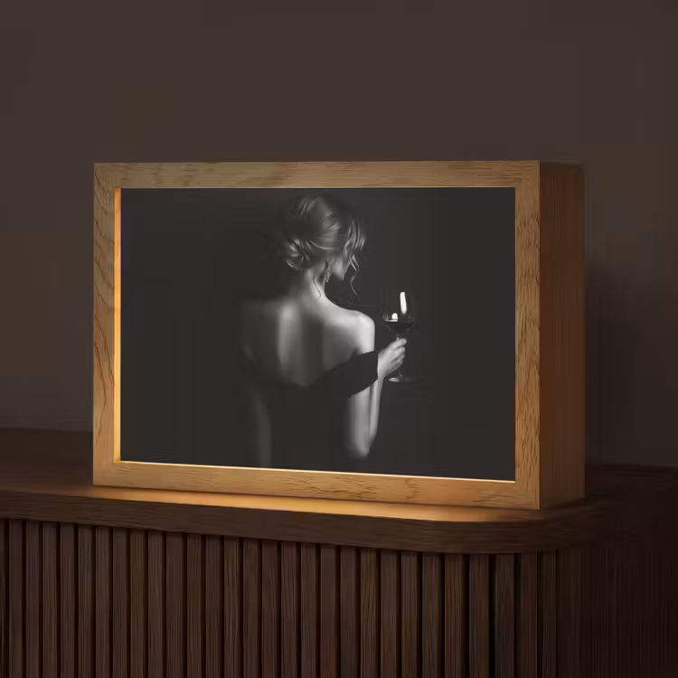 Vrouw - Wijn - Jurk Light Box met kabel (Tafellamp) klein -z3d_website