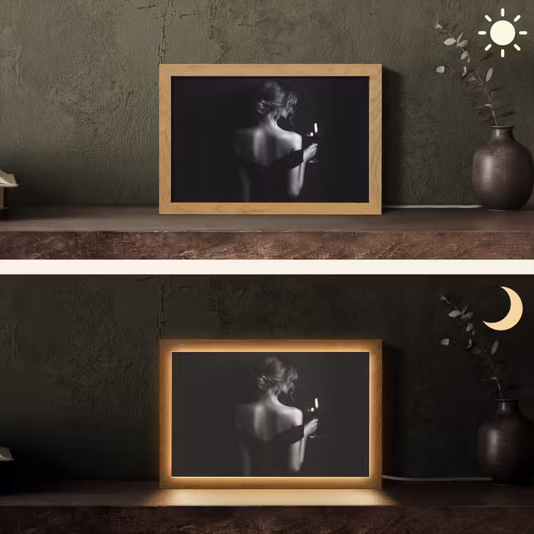 Vrouw - Wijn - Jurk Light Box met kabel (Tafellamp) klein -sfeer3