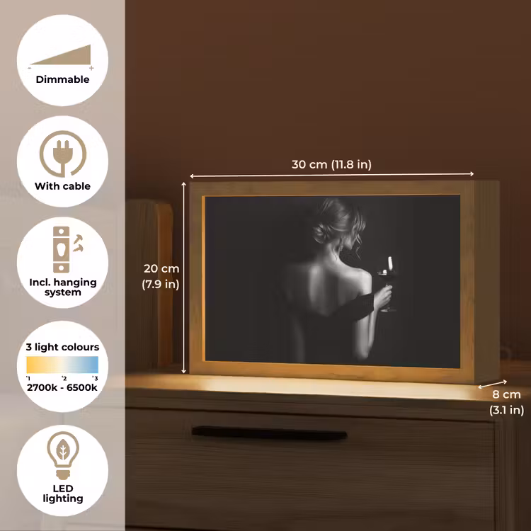 Vrouw - Wijn - Jurk Light Box met kabel (Tafellamp) klein -USP_EN
