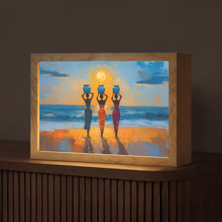 Vrouwen - Strand - Zondsondergang Light Box met kabel (Tafellamp) klein -z3d_website