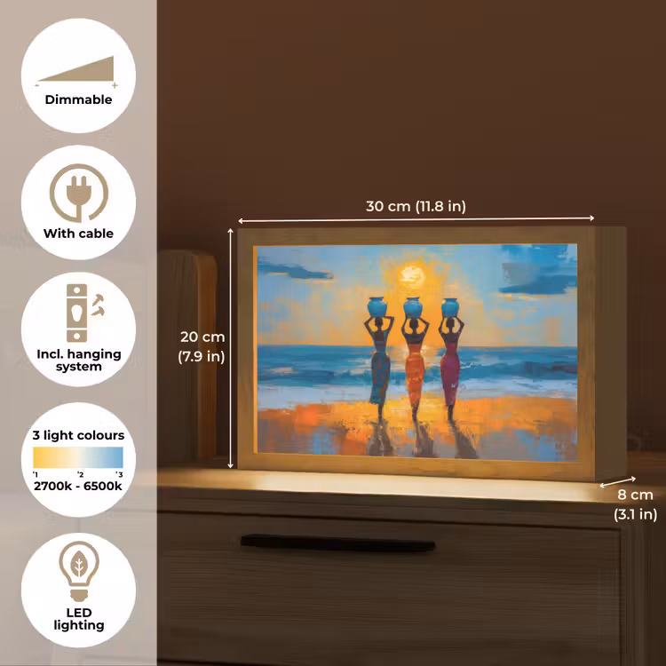 Vrouwen - Strand - Zondsondergang Light Box met kabel (Tafellamp) klein -USP_EN