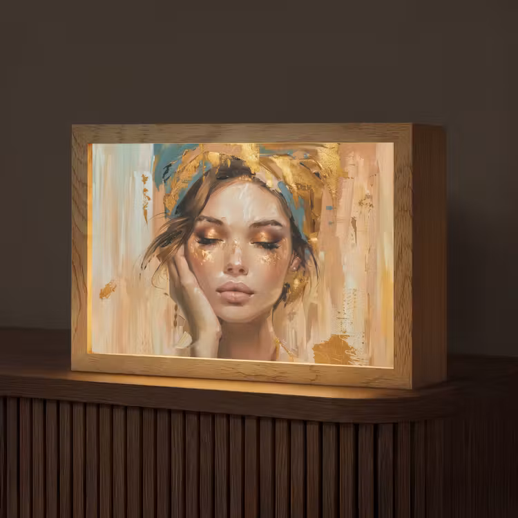 Vrouwen - Portret - Luxe - Goud Light Box met kabel (Tafellamp) klein -z3d_website