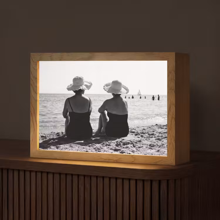 Vrouwen - Zonnehoed - Strand - Zwart - Wit Light Box met kabel (Tafellamp) klein -z3d_website