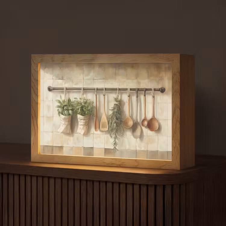 Hout - Keukengerei - Stilleven - Tegels Light Box met kabel (Tafellamp) klein -z3d_website