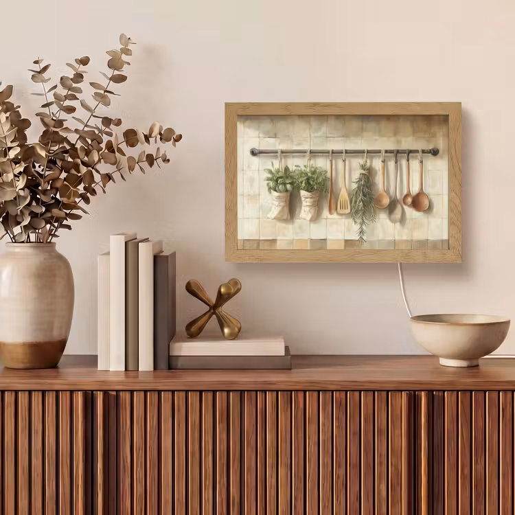 Hout - Keukengerei - Stilleven - Tegels Light Box met kabel (Tafellamp) klein -sfeer2