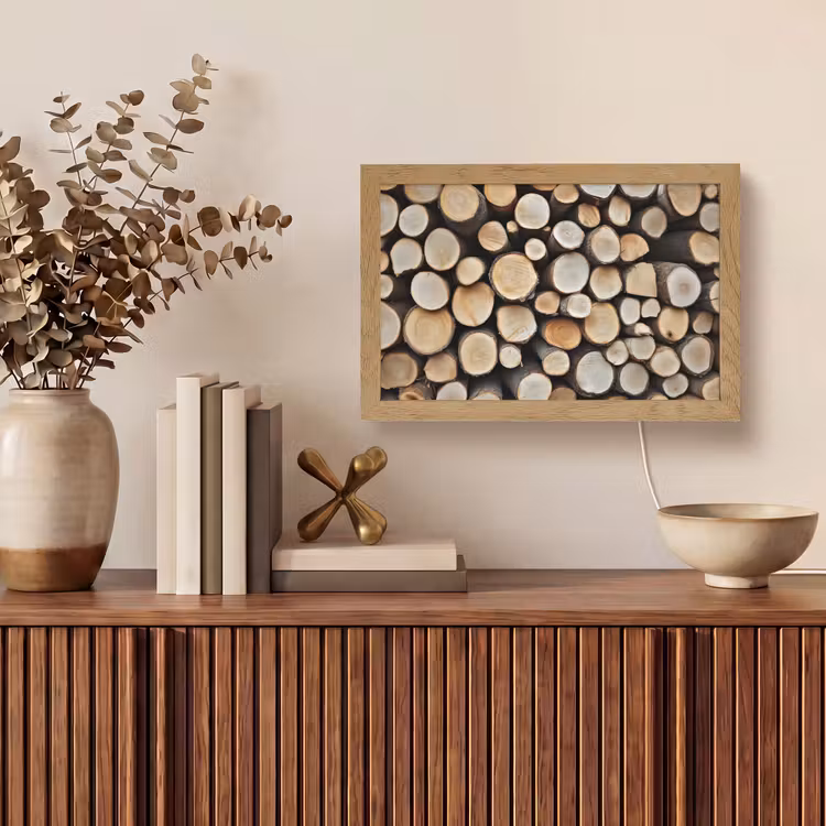 Hout - Boomstammen - Textuur Light Box met kabel (Tafellamp) klein -sfeer2