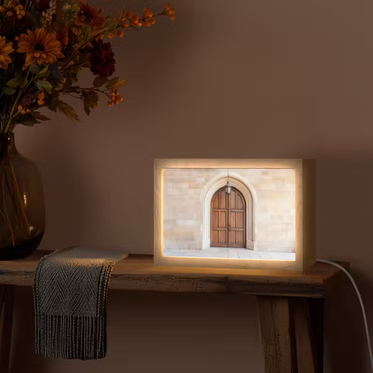 Houten - Deur - Lantaarn Light Box met kabel (Tafellamp) klein -sfeer4