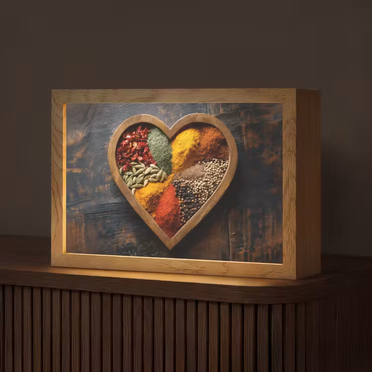 Houten - Hart - Kleurrijke - Specerijen Light Box met kabel (Tafellamp) klein -z3d_website