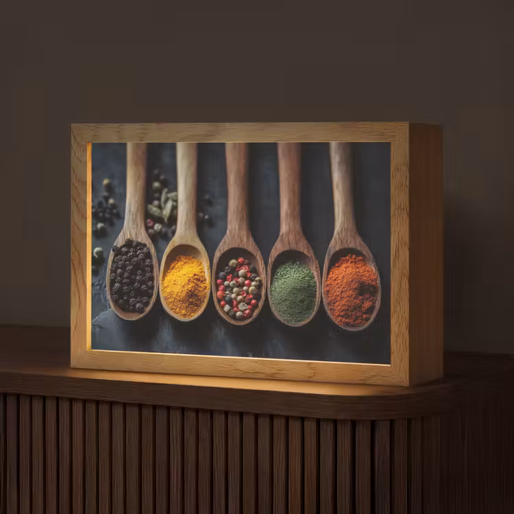 Houten - Lepels - Specerijen - Kruiden Light Box met kabel (Tafellamp) klein -z3d_website