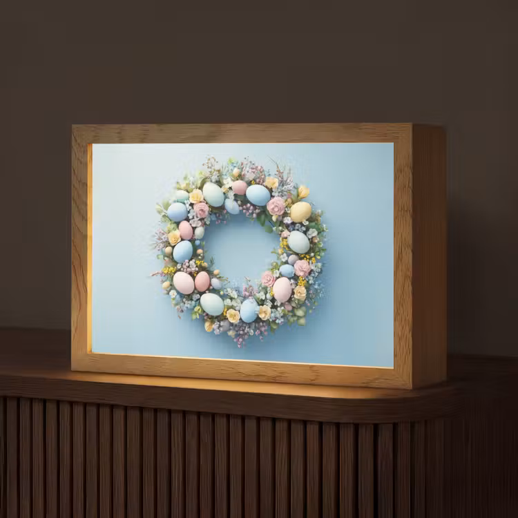 Krans - Eieren - Bloemen Light Box met kabel (Tafellamp) klein -z3d_website