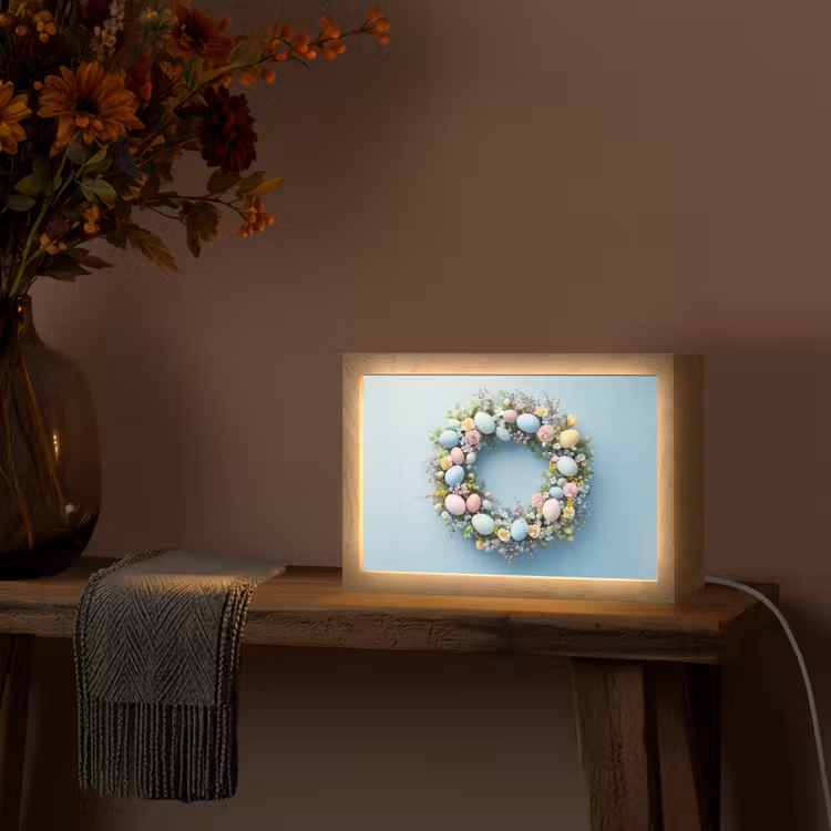 Krans - Eieren - Bloemen Light Box met kabel (Tafellamp) klein -sfeer4