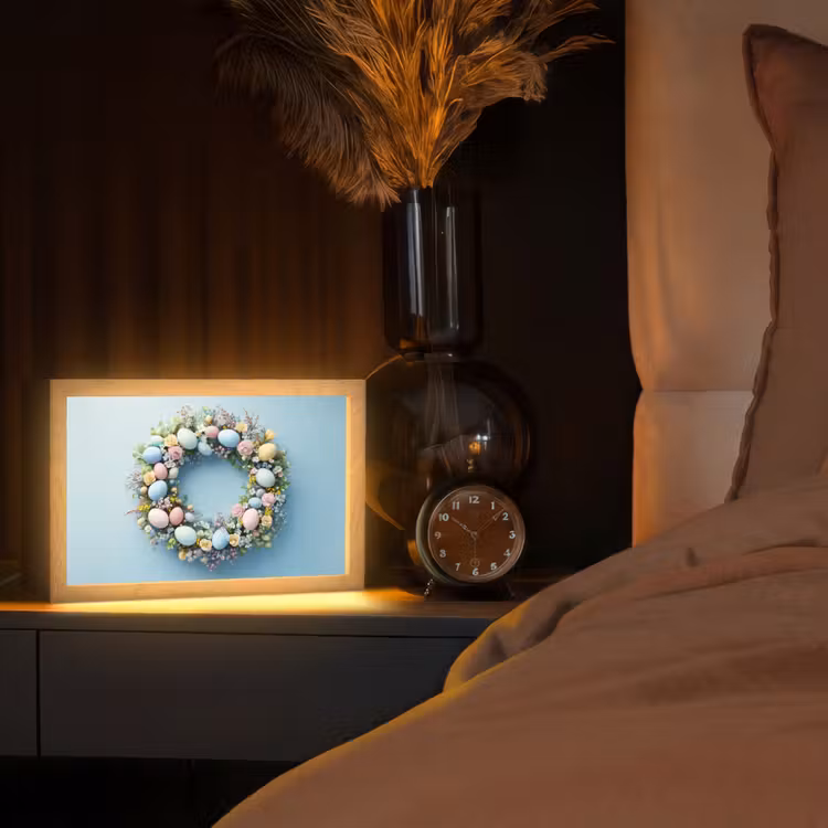 Krans - Eieren - Bloemen Light Box met kabel (Tafellamp) klein -sfeer1