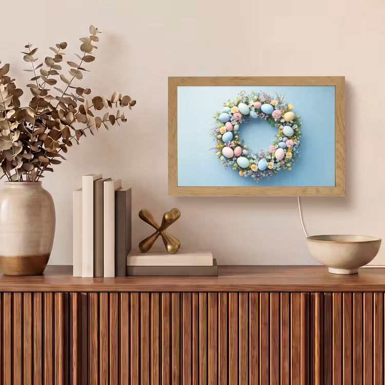 Krans - Eieren - Bloemen Light Box met kabel (Tafellamp) klein -sfeer2