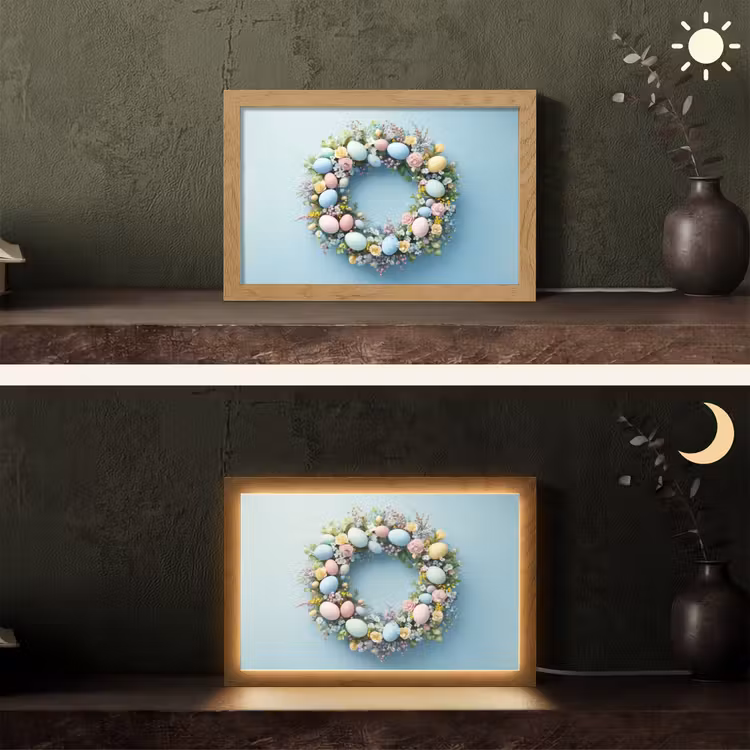 Krans - Eieren - Bloemen Light Box met kabel (Tafellamp) klein -sfeer3