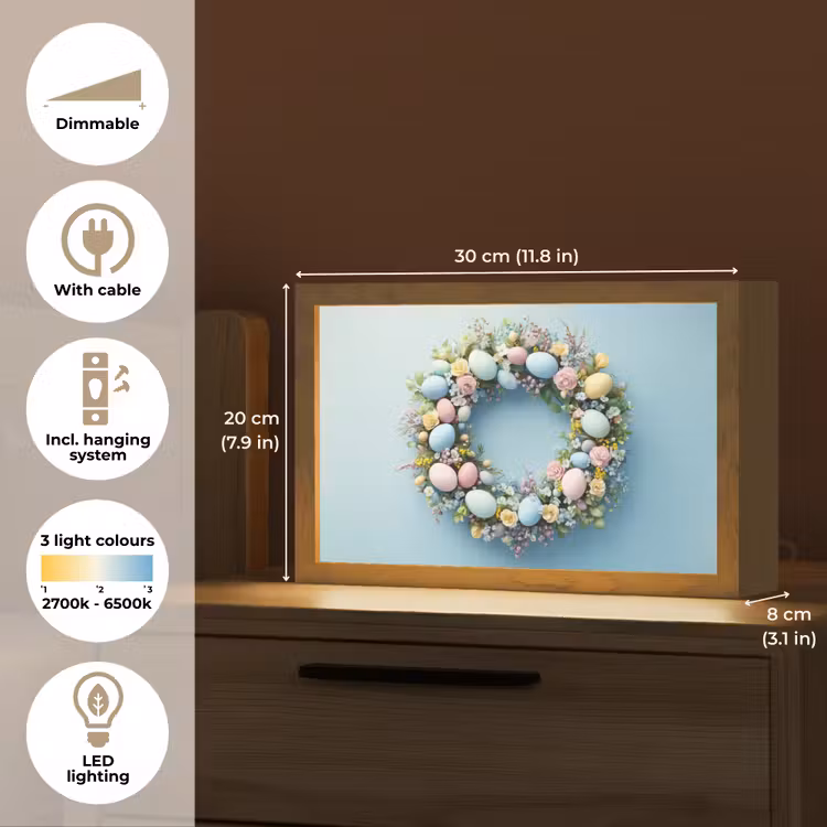 Krans - Eieren - Bloemen Light Box met kabel (Tafellamp) klein -USP_EN