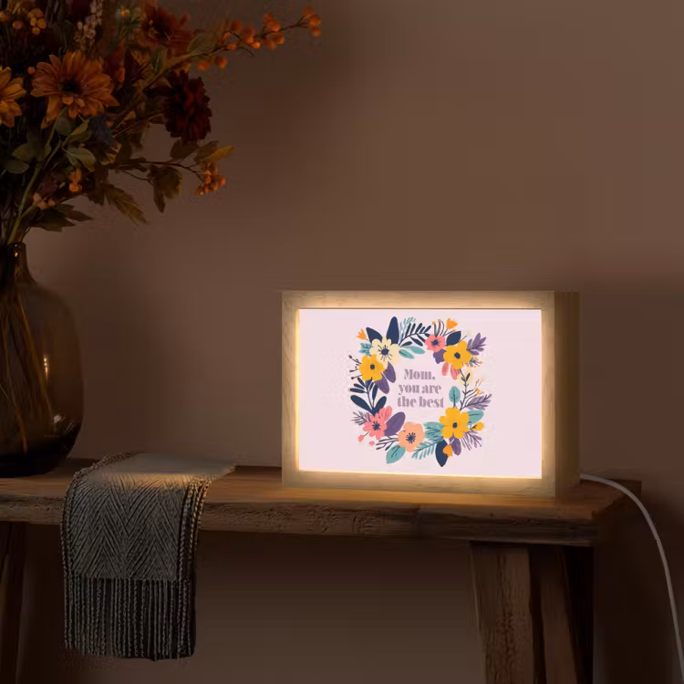 Bloemenkrans - Kleurrijk - Moeder Light Box met kabel (Tafellamp) klein -sfeer4