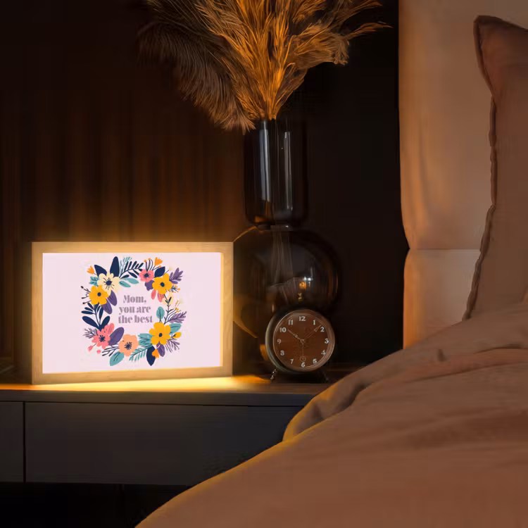 Bloemenkrans - Kleurrijk - Moeder Light Box met kabel (Tafellamp) klein -sfeer1