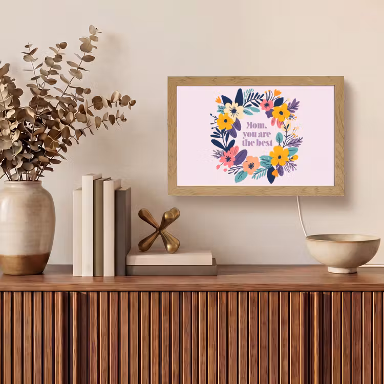 Bloemenkrans - Kleurrijk - Moeder Light Box met kabel (Tafellamp) klein -sfeer2