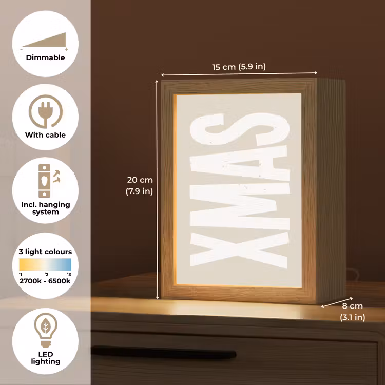 Xmas - Kerst - Japandi - Kerstversiering Light Box met kabel (Tafellamp) klein -USP_EN