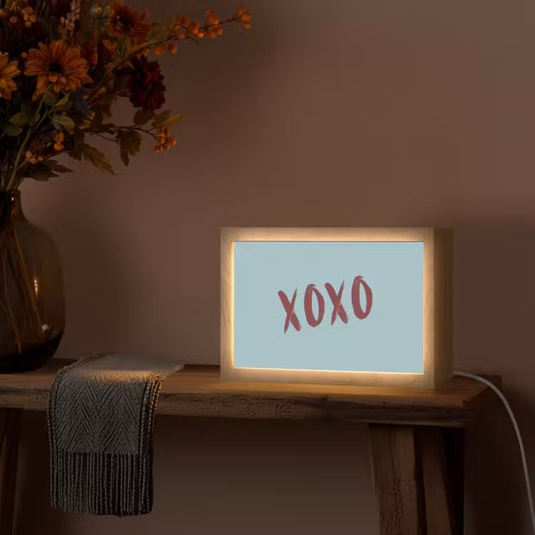 XOXO - Blauw - Rood Light Box met kabel (Tafellamp) klein -sfeer4
