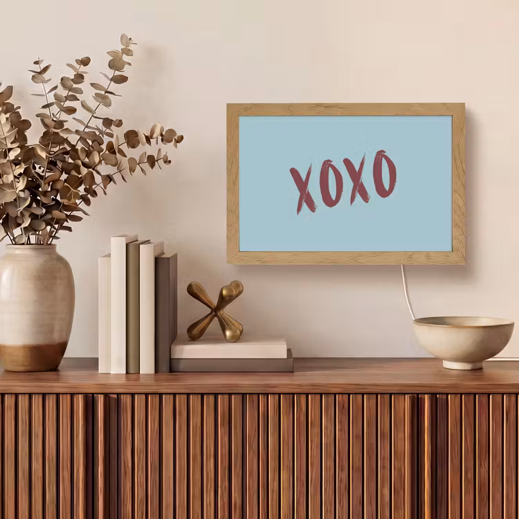 XOXO - Blauw - Rood Light Box met kabel (Tafellamp) klein -sfeer2