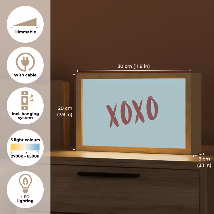 XOXO - Blauw - Rood Light Box met kabel (Tafellamp) klein -USP_EN