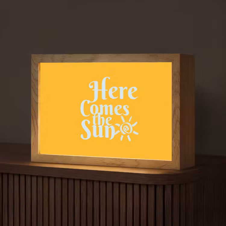 Geel - Blauw - Here comes the sun Light Box met kabel (Tafellamp) klein -z3d_website