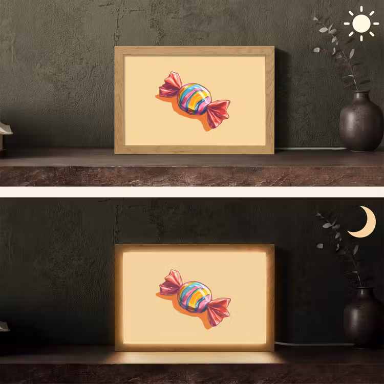 Geel - Snoep - Kleur Light Box met kabel (Tafellamp) klein -sfeer3