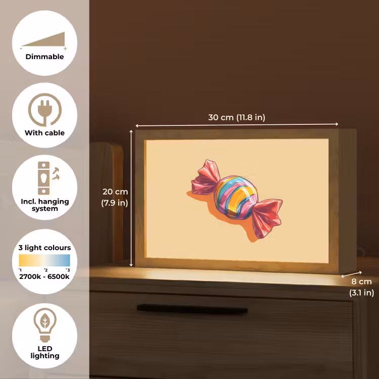Geel - Snoep - Kleur Light Box met kabel (Tafellamp) klein -USP_EN