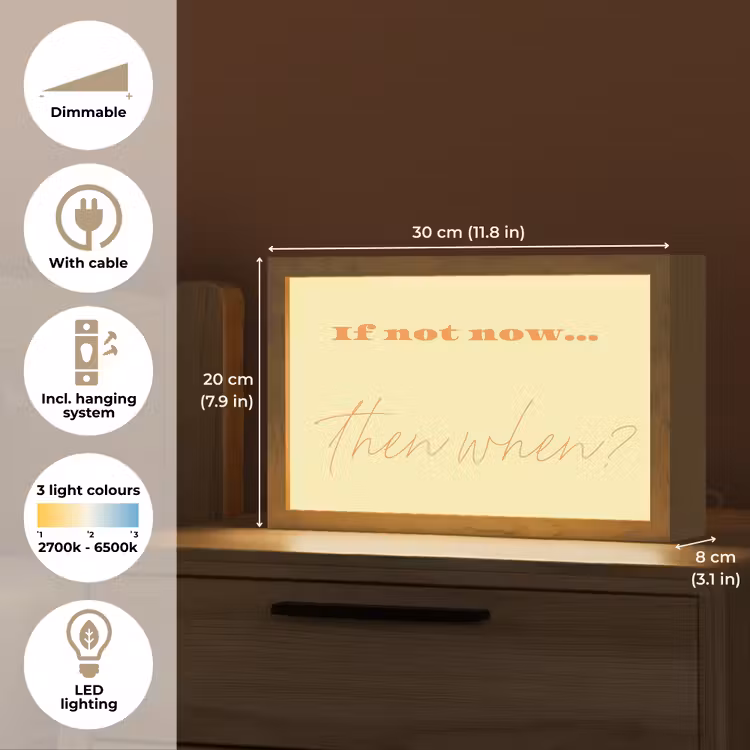 Geel - Oranje - if not now then when Light Box met kabel (Tafellamp) klein -USP_EN