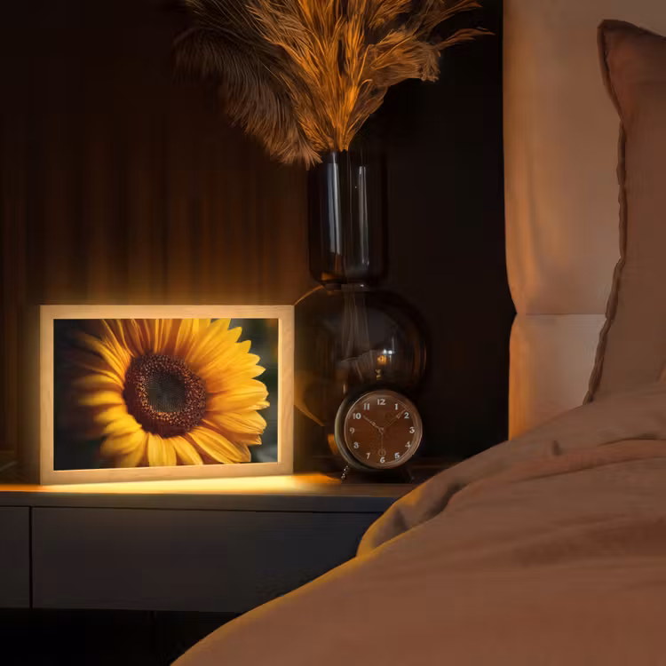 Geel - Zonnebloem - Zomers Light Box met kabel (Tafellamp) klein -sfeer1