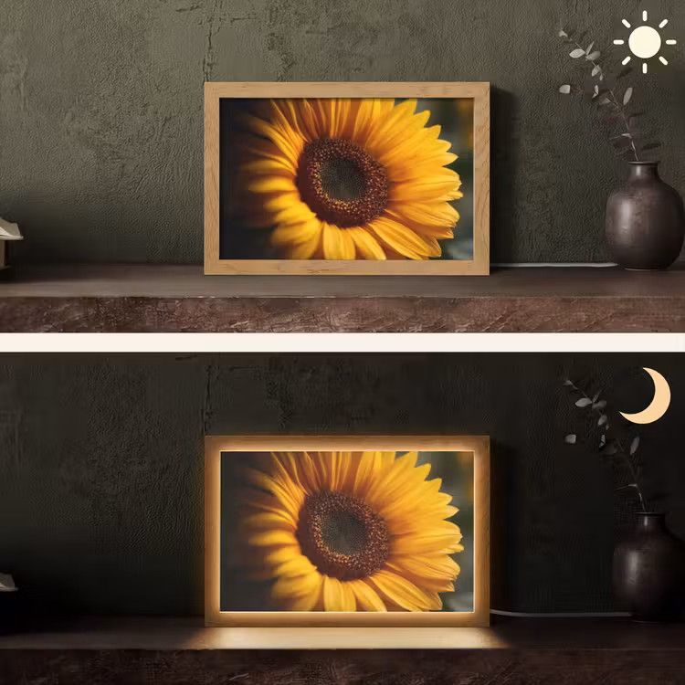 Geel - Zonnebloem - Zomers Light Box met kabel (Tafellamp) klein -sfeer3