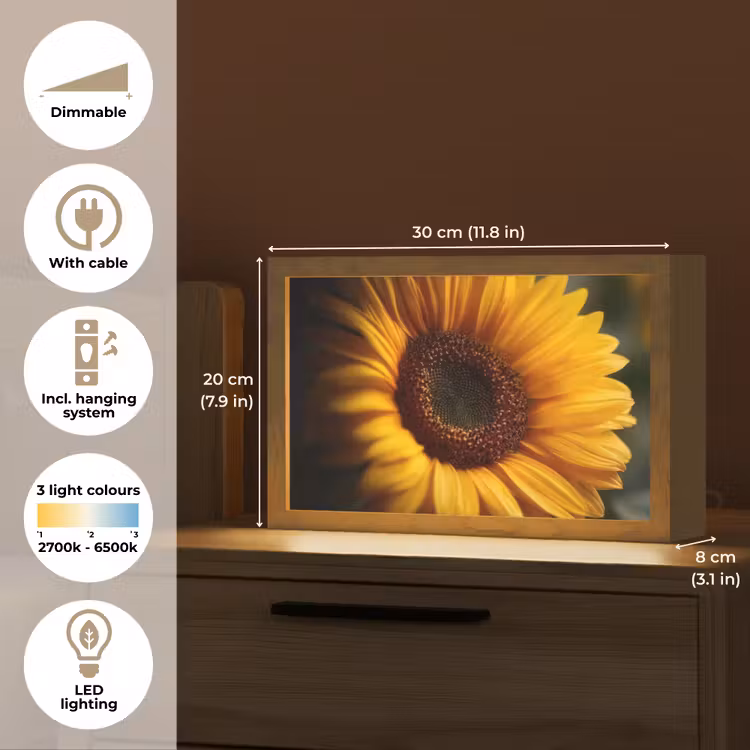 Geel - Zonnebloem - Zomers Light Box met kabel (Tafellamp) klein -USP_EN