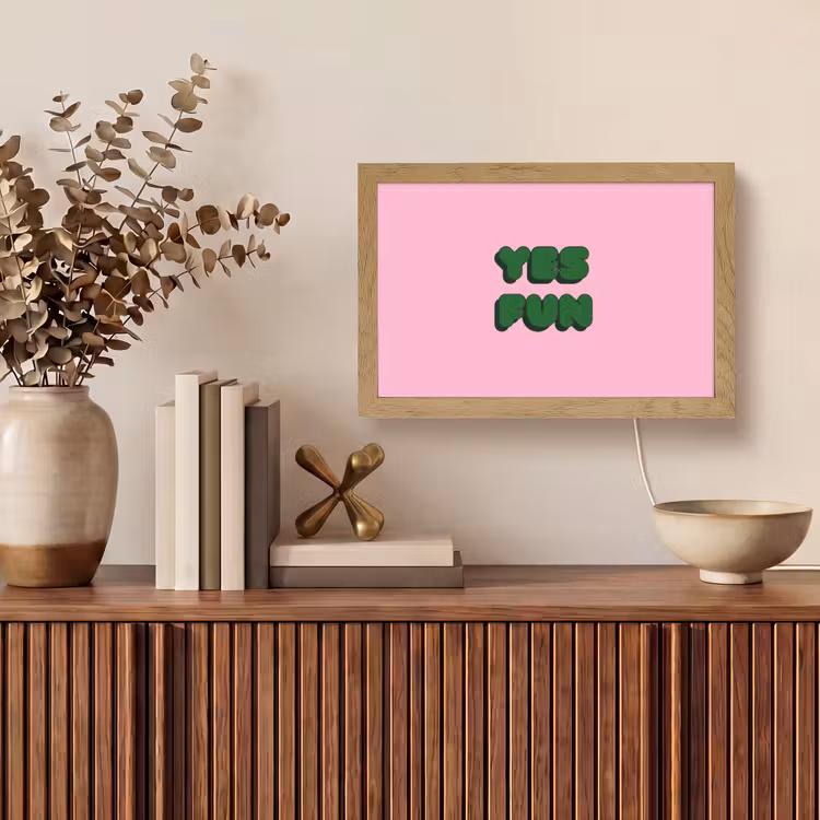 Yes fun - Groen - Roze Light Box met kabel (Tafellamp) klein -sfeer2