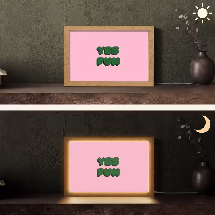 Yes fun - Groen - Roze Light Box met kabel (Tafellamp) klein -sfeer3