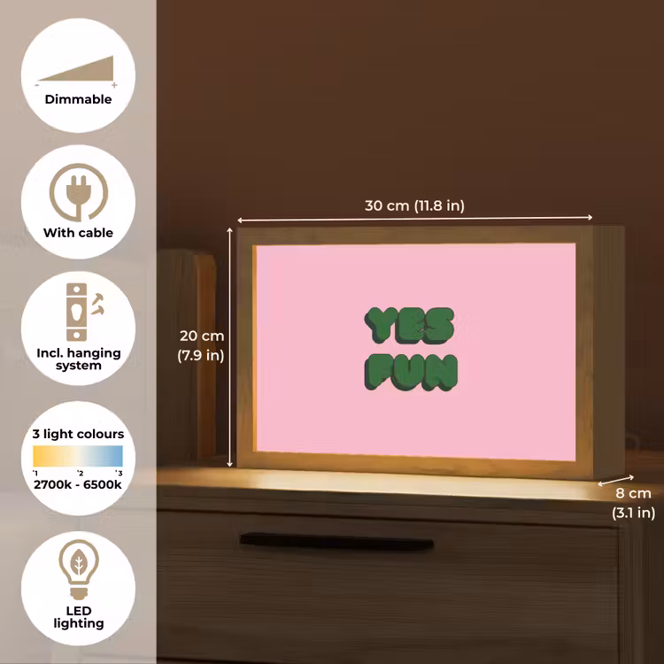 Yes fun - Groen - Roze Light Box met kabel (Tafellamp) klein -USP_EN