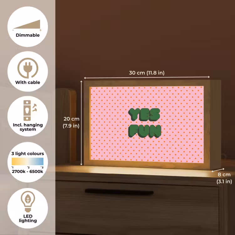 Yes fun - Groen - Roze - Stippen Light Box met kabel (Tafellamp) klein -USP_EN