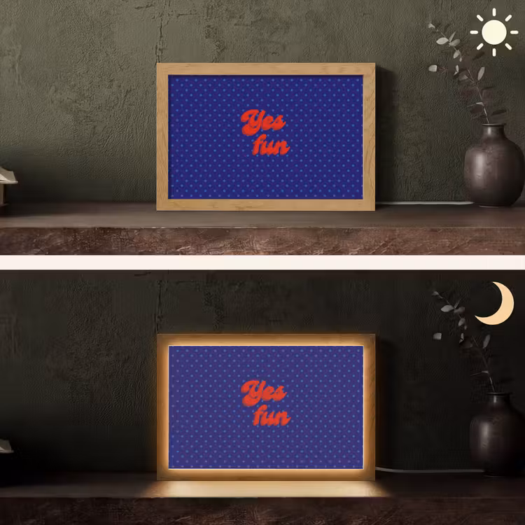Yes fun - Rood - Blauw - Stippen Light Box met kabel (Tafellamp) klein -sfeer3
