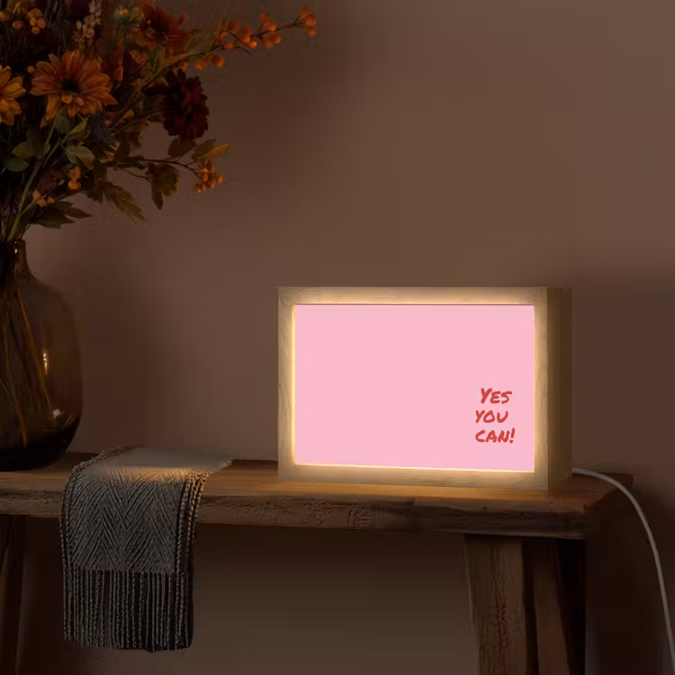 Yes you can do it - Rood - Roze Light Box met kabel (Tafellamp) klein -sfeer4