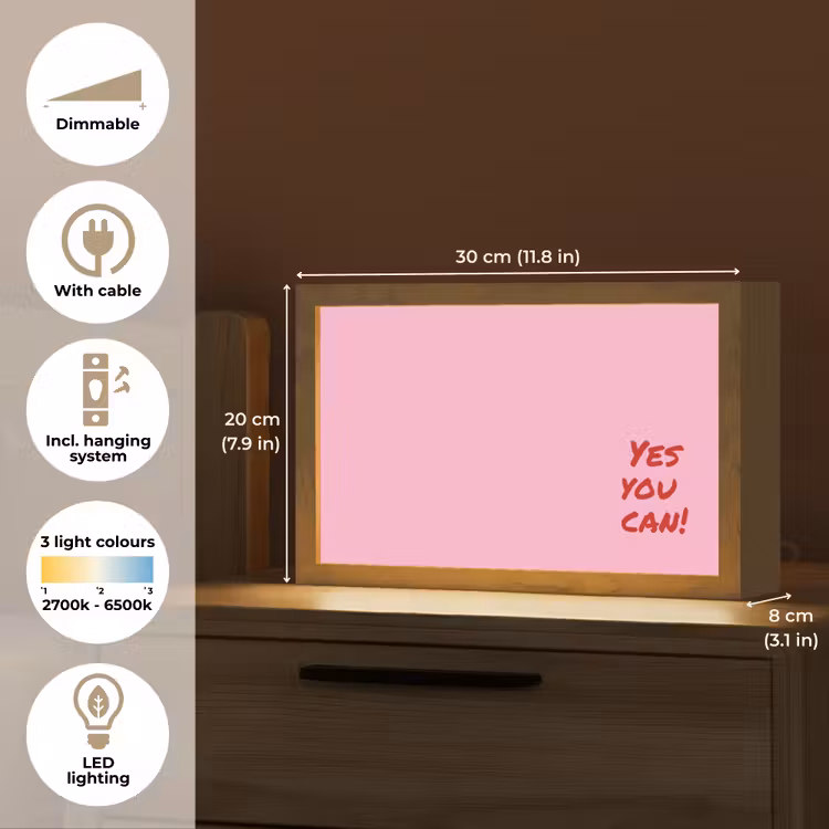 Yes you can do it - Rood - Roze Light Box met kabel (Tafellamp) klein -USP_EN