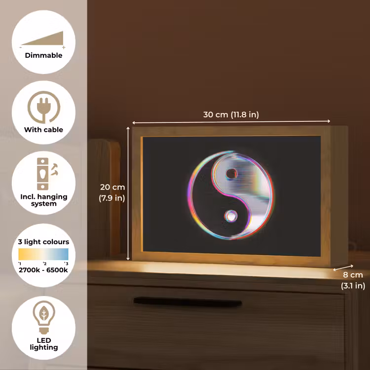 Yin-Yang - Cirkel - Regenboog Light Box met kabel (Tafellamp) klein -USP_EN