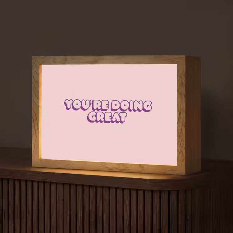 You're doing great - roze - 3D Light Box met kabel (Tafellamp) klein -z3d_website