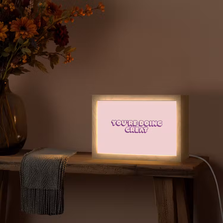You're doing great - roze - 3D Light Box met kabel (Tafellamp) klein -sfeer4