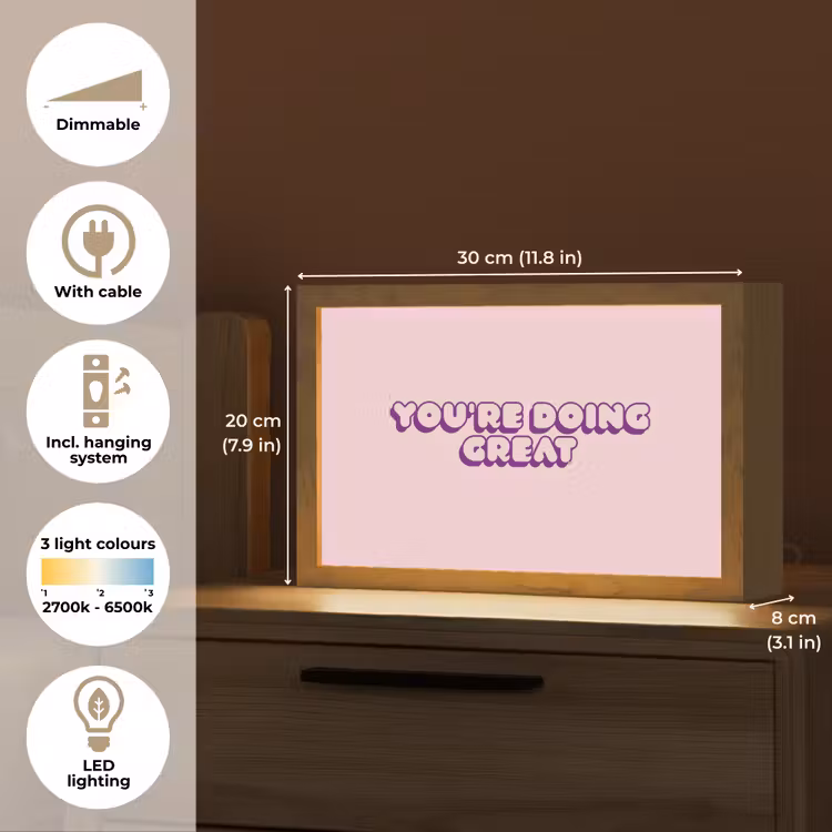 You're doing great - roze - 3D Light Box met kabel (Tafellamp) klein -USP_EN