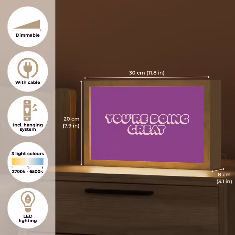 You're doing great - Paars - Bubble letters Light Box met kabel (Tafellamp) klein -USP_EN