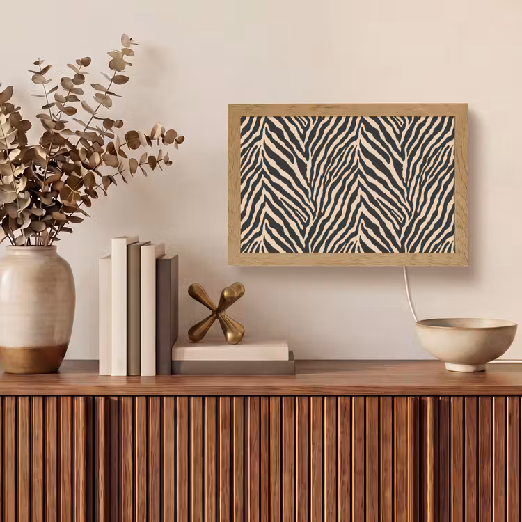 Zebra - Klassiek - Zwart Light Box met kabel (Tafellamp) klein 924 -sfeer2