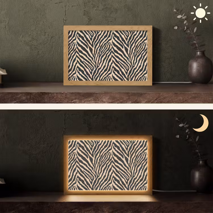 Zebra - Klassiek - Zwart Light Box met kabel (Tafellamp) klein 924 -sfeer3