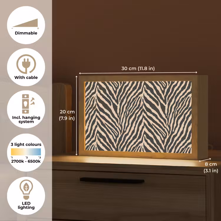 Zebra - Klassiek - Zwart Light Box met kabel (Tafellamp) klein 924 -USP_EN