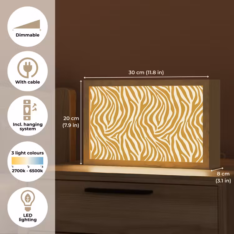 Zebra - Klassiek - Oker - Geel Light Box met kabel (Tafellamp) klein 924 -USP_EN